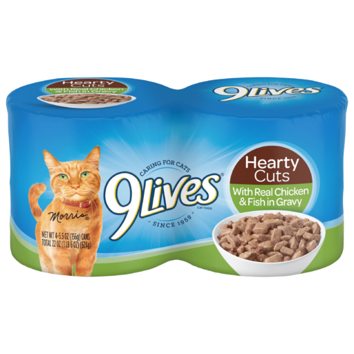 9Lives Hearty Cuts Real Chicken Fish Gravy Wet Cat Food 4 Pack