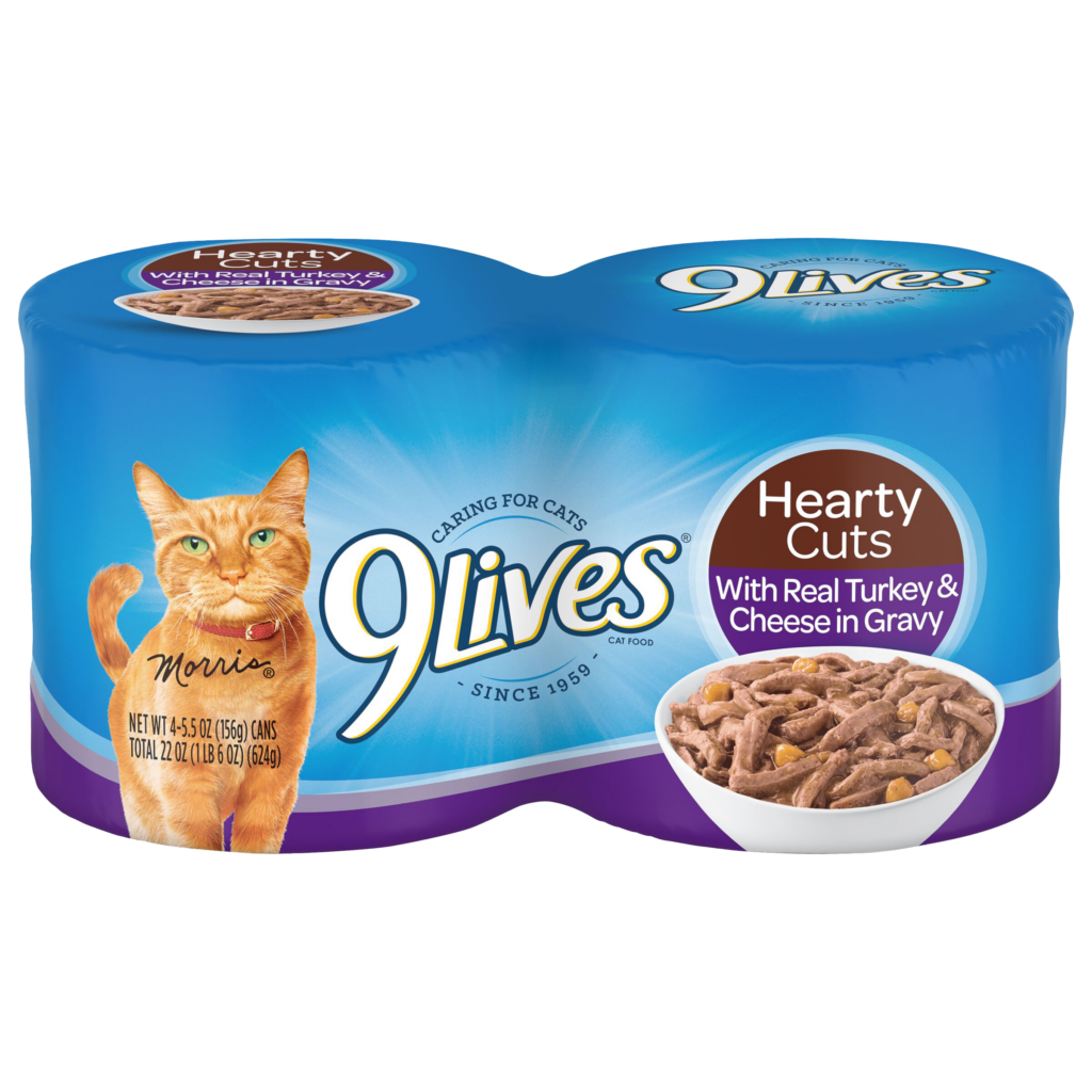 9Lives Hearty Cuts Real Turkey Cheese Gravy Wet Cat Food 4 Pack